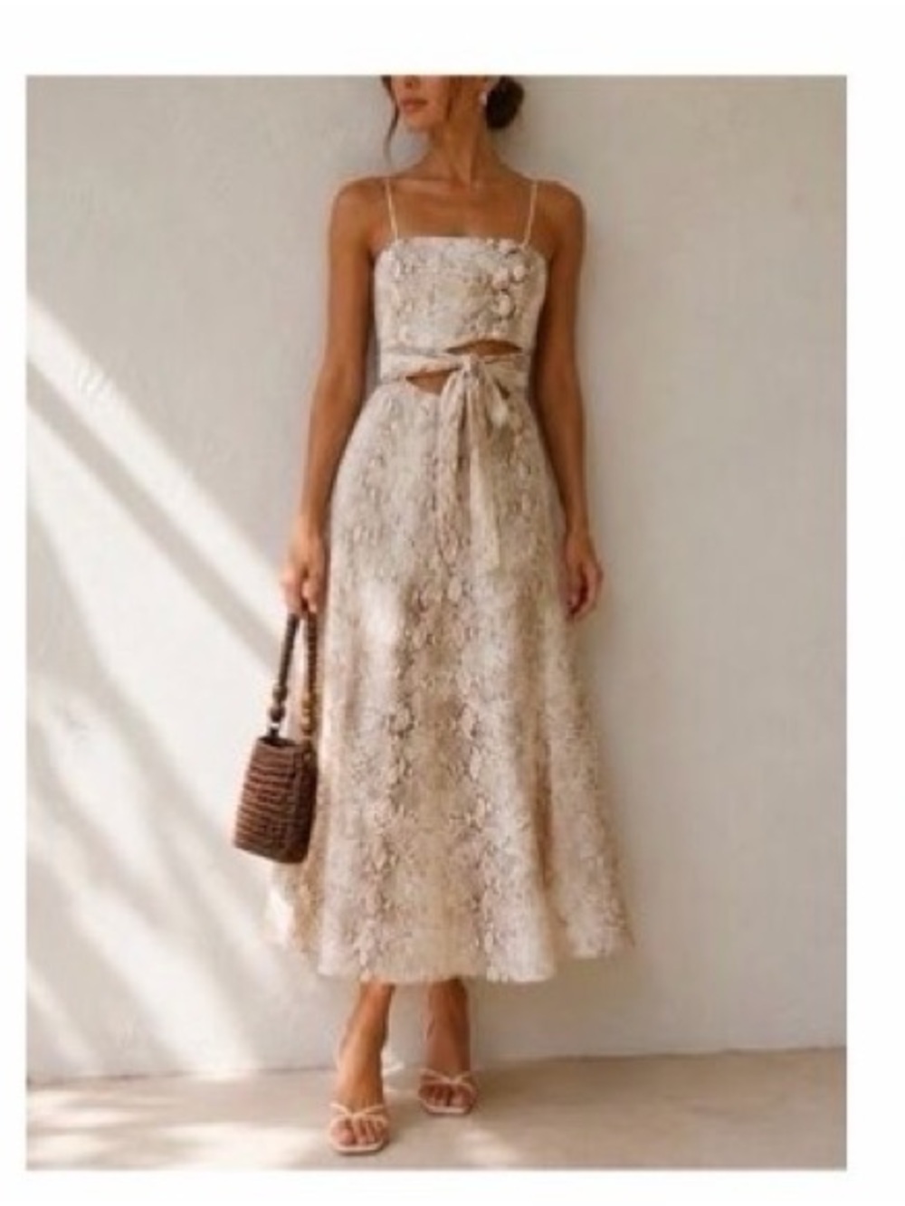 Zimmermann Beige Snake-Print Strapless Midi Dress